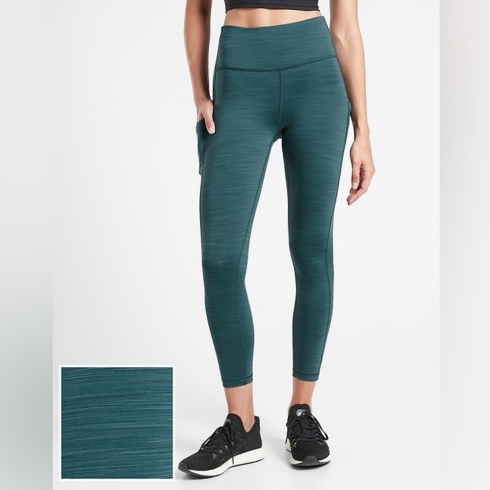 ATHLETA Oceanic Teal Ultimate Stash Pocket 7/8 Tight Active Workout Legging Sz S